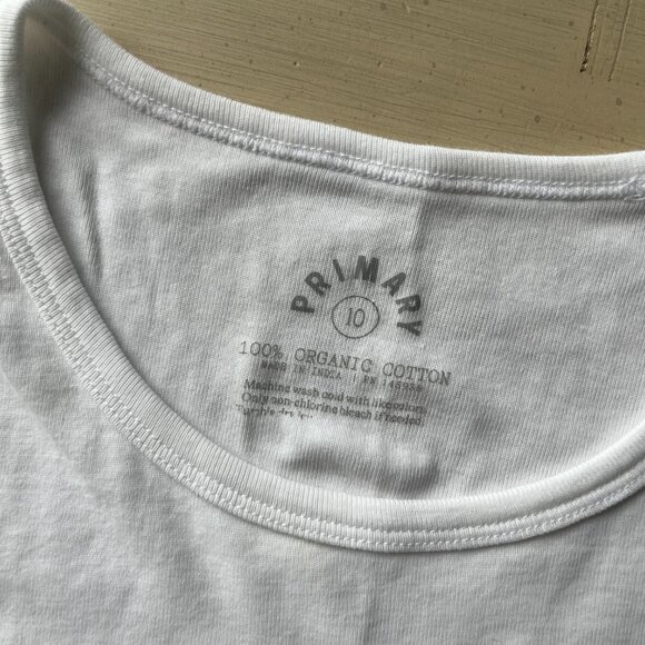 Primary 100% Organic Cotton Solid White Tank Top Kids Unisex Size 10 - Picture 5 of 5